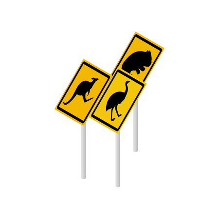 Australian wildlife road signs icon in isometric 3d style on a white  backgroundのイラスト素材