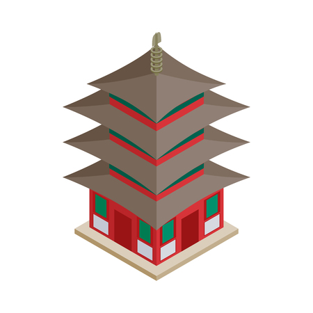 Pagoda icon in isometric 3d style on a white backgroundのイラスト素材