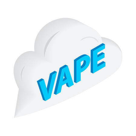 Vape word cloud icon in isometric 3d style on a white  backgroundのイラスト素材