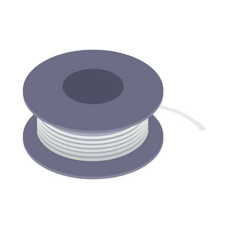 Wire spool icon in isometric 3d style on a white  backgroundのイラスト素材