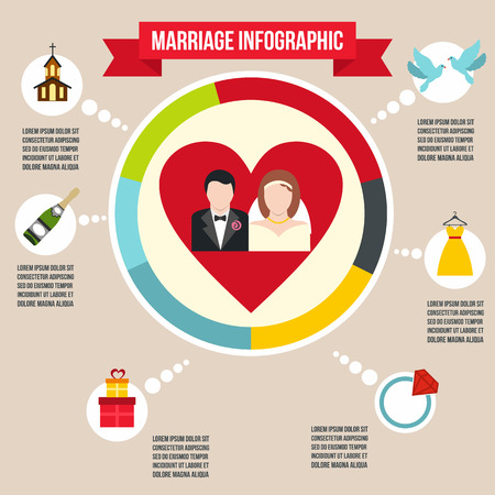 Wedding marriage infographic in flat style for any designのイラスト素材