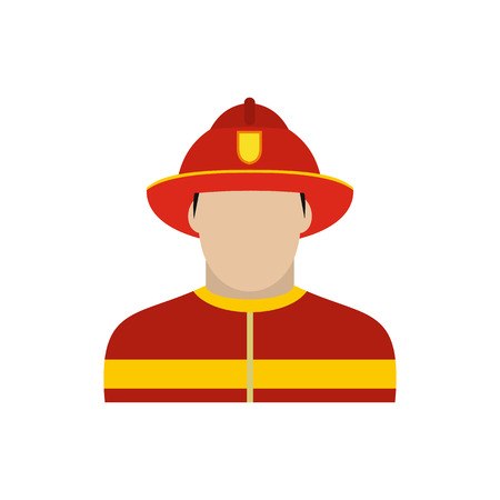 Fireman icon in flat style isolated on white backgroundのイラスト素材
