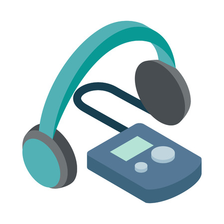 Audio guide icon in isometric 3d style on a white backgroundのイラスト素材