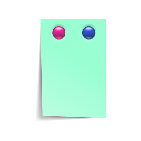 Note paper with magnets icon in realistic style on a white backgroundのイラスト素材