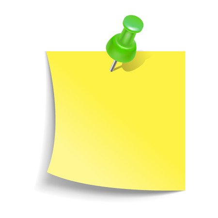 Note paper with push pin icon in realistic style on a white backgroundのイラスト素材