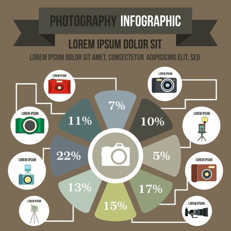 Photography infographic in flat style for any designのイラスト素材