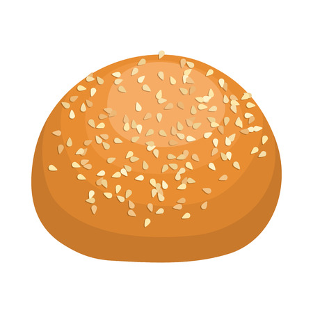 Round bread bun with sesame seeds icon in realistic style on a white backgroundのイラスト素材