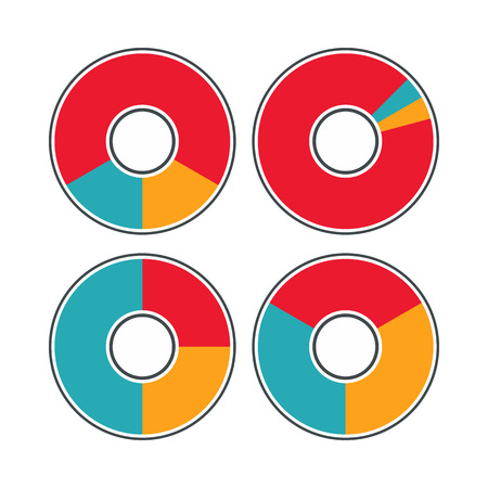 Pie charts with a hole in the center icon in flat style on a white backgroundのイラスト素材