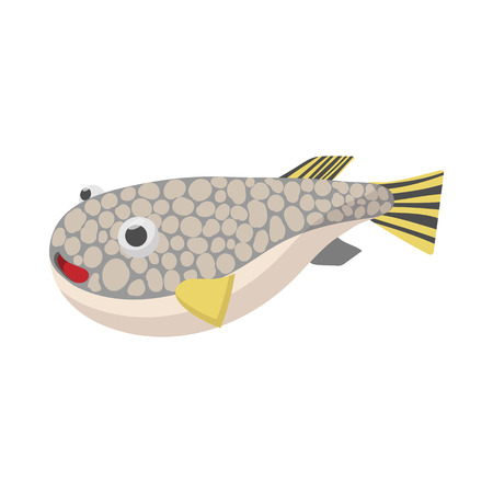 Fugu fish icon isolated on white background in cartoon styleのイラスト素材