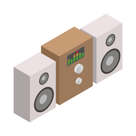 Music speakers and sound system icon in isometric 3d style on white backgroundのイラスト素材