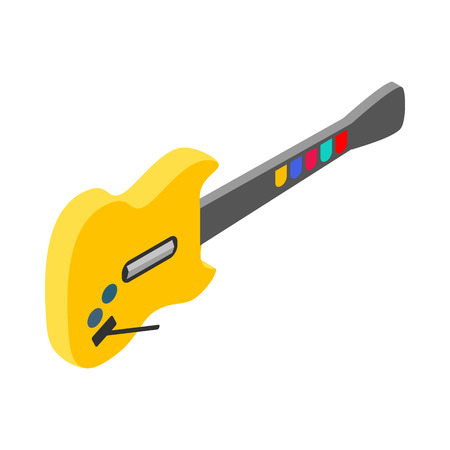 Toy electric guitar icon in isometric 3d style isolated on white backgroundのイラスト素材