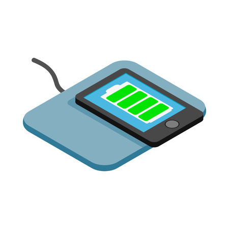 Mat for charging phone icon in isometric 3d style on a white backgroundのイラスト素材