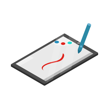Electronic drawing tablet icon in isometric 3d style on a white backgroundのイラスト素材