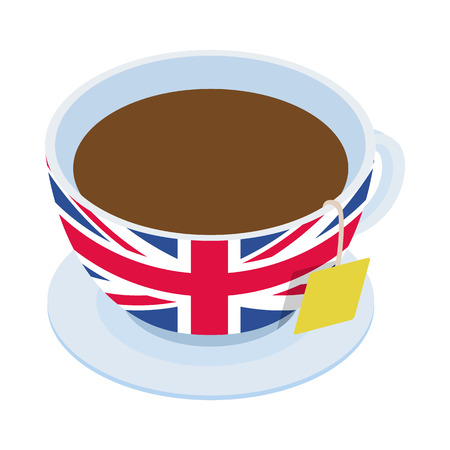 British tea  cup icon in isometric 3d style on a white backgroundのイラスト素材