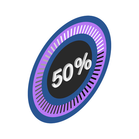 Circle loading bar icon in isometric 3d style on a white backgroundのイラスト素材
