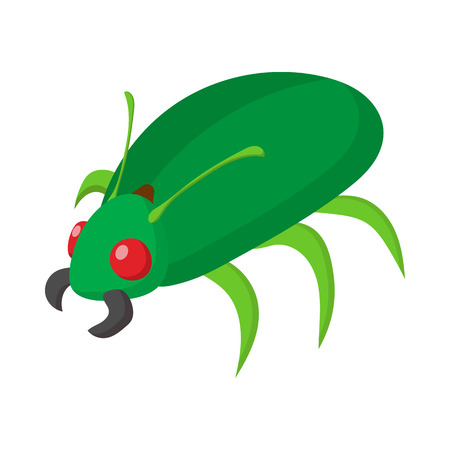 Green bug icon in cartoon style on a white backgroundのイラスト素材