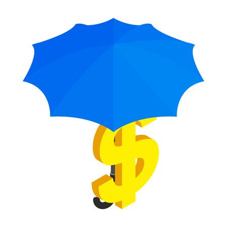 Dollar sign under umbrella icon in isometric 3d style isolated on white backgroundのイラスト素材