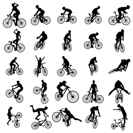 Bike silhouette set isolated on white backgroundのイラスト素材