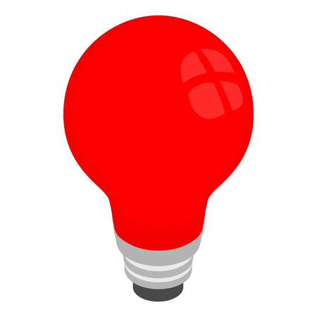 Light red bulb icon in isometric 3d style on a white backgroundのイラスト素材