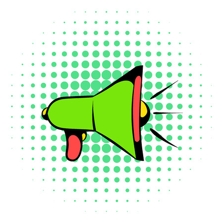 Megaphone icon in comics style on a white backgroundのイラスト素材