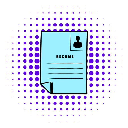 Resume icon in comics style on a white backgroundのイラスト素材