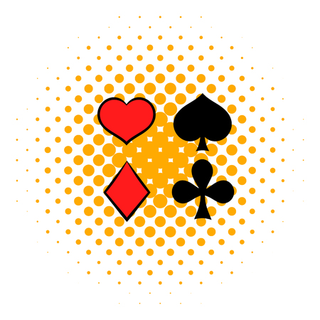 Playing card suit in black and red icon in comics style on a white backgroundのイラスト素材
