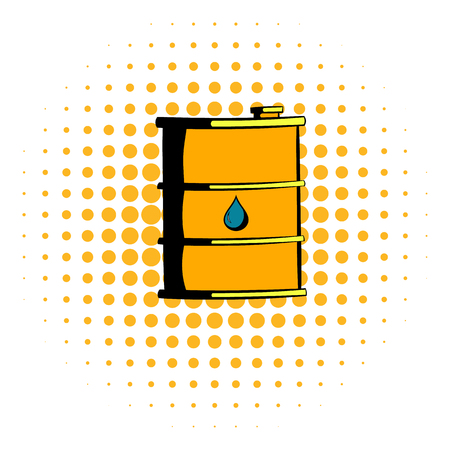Oil barrel icon in comics style on a white backgroundのイラスト素材