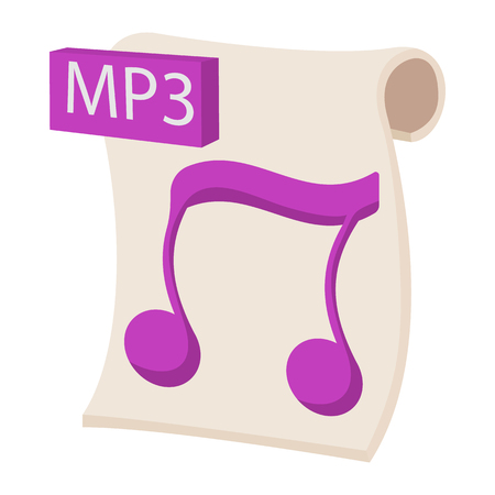 MP3 audio file extension icon in cartoon style on a white backgroundのイラスト素材