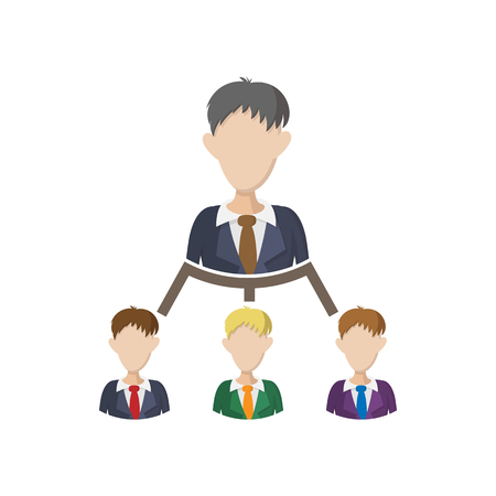 Company structure icon in cartoon style on a white backgroundのイラスト素材