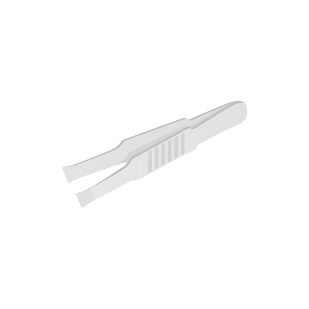 Silver tweezers icon in isometric 3d style isolated on white backgroundのイラスト素材