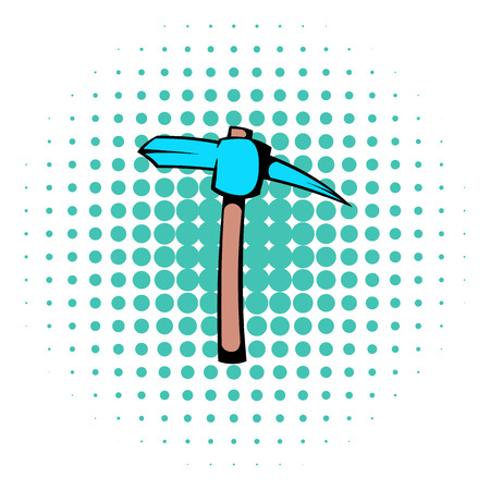 Pickaxe icon in comics style isolated on halftone backgroundのイラスト素材