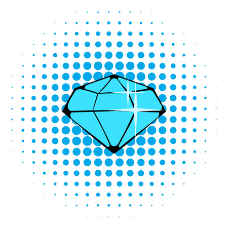 Crystal icon in comics style isolated on halftone backgroundのイラスト素材