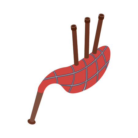 Scottish bagpipe icon in isometric 3d style on a white backgroundのイラスト素材