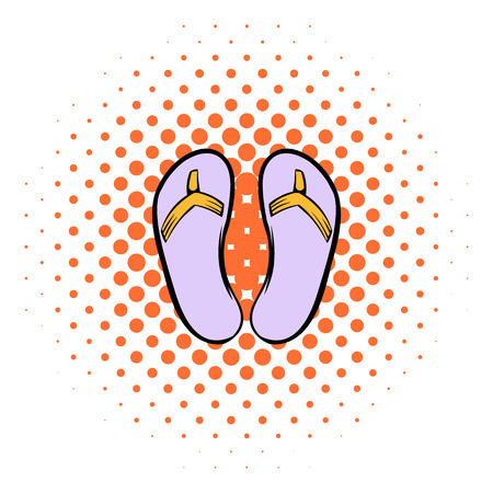 Slippers icon in comics style on a white backgroundのイラスト素材