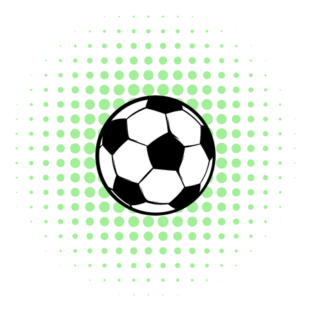 Football ball icon in comics style isolated on white background. Soccer ballのイラスト素材