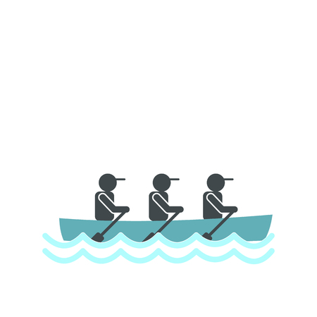 Rowing race icon in flat style isolated on white backgroundのイラスト素材