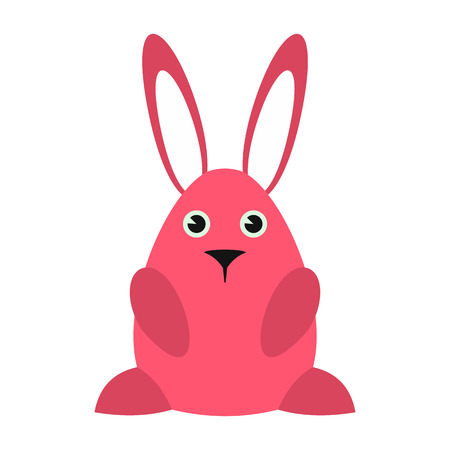 Pink easter bunny icon in flat style isolated on white backgroundのイラスト素材