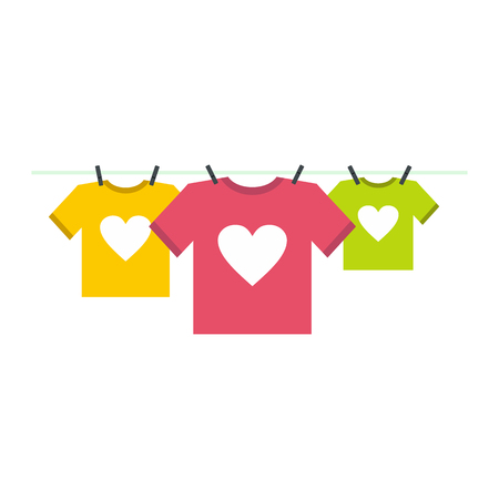 T-shirts with heart icon in flat style isolated on white backgroundのイラスト素材