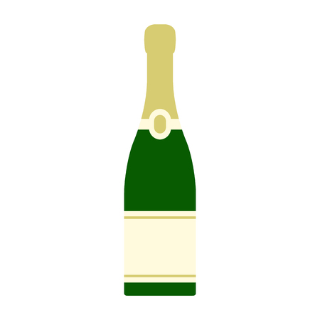 Champagne bottle icon in flat style isolated on white backgroundのイラスト素材