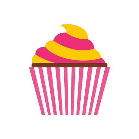Cupcake icon in flat style isolated on white backgroundのイラスト素材