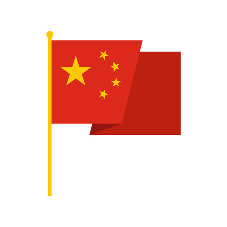 Flag of China icon in flat style isolated on white backgroundのイラスト素材