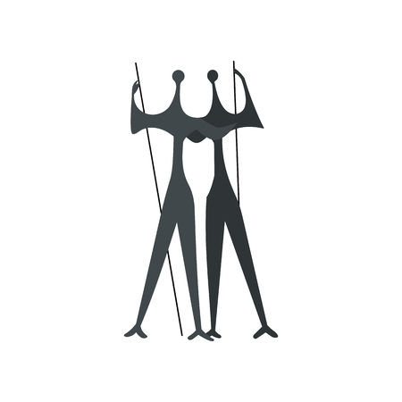 Sculpture of Two Warriors by artist Bruno Giorgi, Brasili icon in flat style isolated on white backgroundのイラスト素材