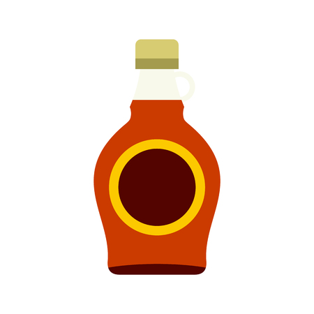 Bottle of maple syrup icon in flat style isolated on white backgroundのイラスト素材