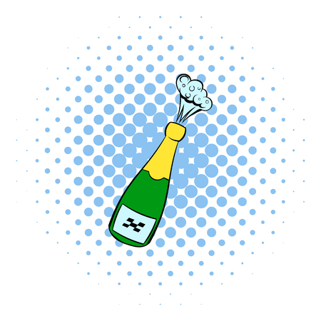 Champagne explosion icon in comics style isolated on white backgroundのイラスト素材