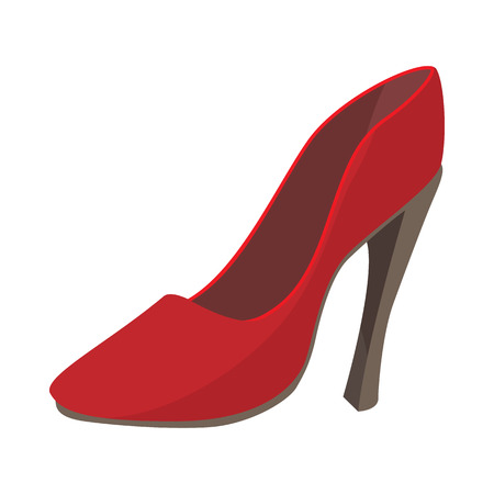 Ladies red shoe icon in cartoon style isolated on white backgroundのイラスト素材