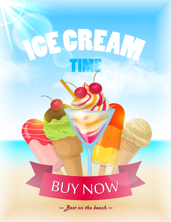 Ice Cream Poster in bright colors for any designのイラスト素材