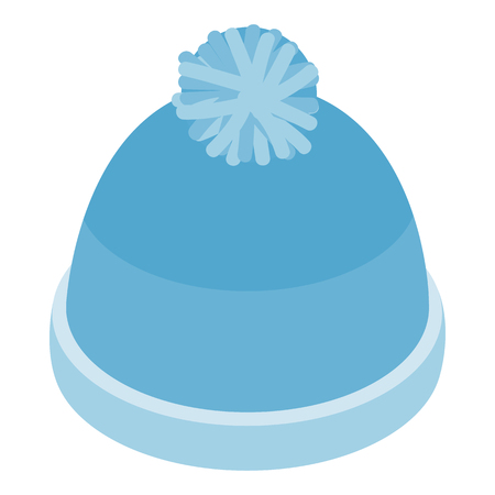 Blue knitted haticon in isometric 3d style on a white backgroundのイラスト素材