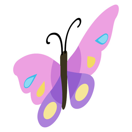 Pink violet butterfly icon in isometric 3d style on a white backgroundのイラスト素材
