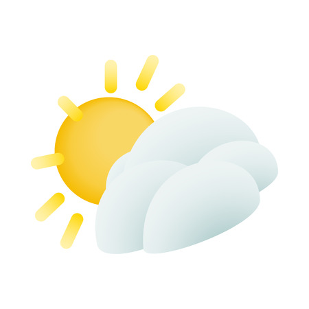 Sun and cloud icon in isometric 3d style on a white backgroundのイラスト素材