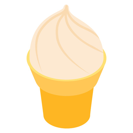 Ice cream in a waffle cone icon in isometric 3d style on a white backgroundのイラスト素材